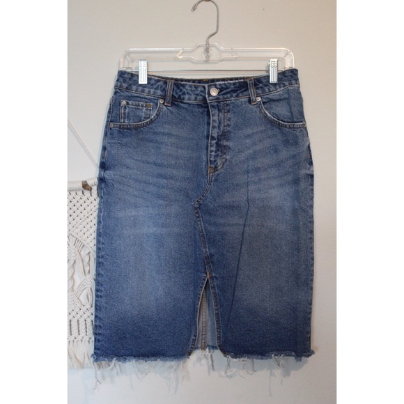 h&m knee length denim skirt